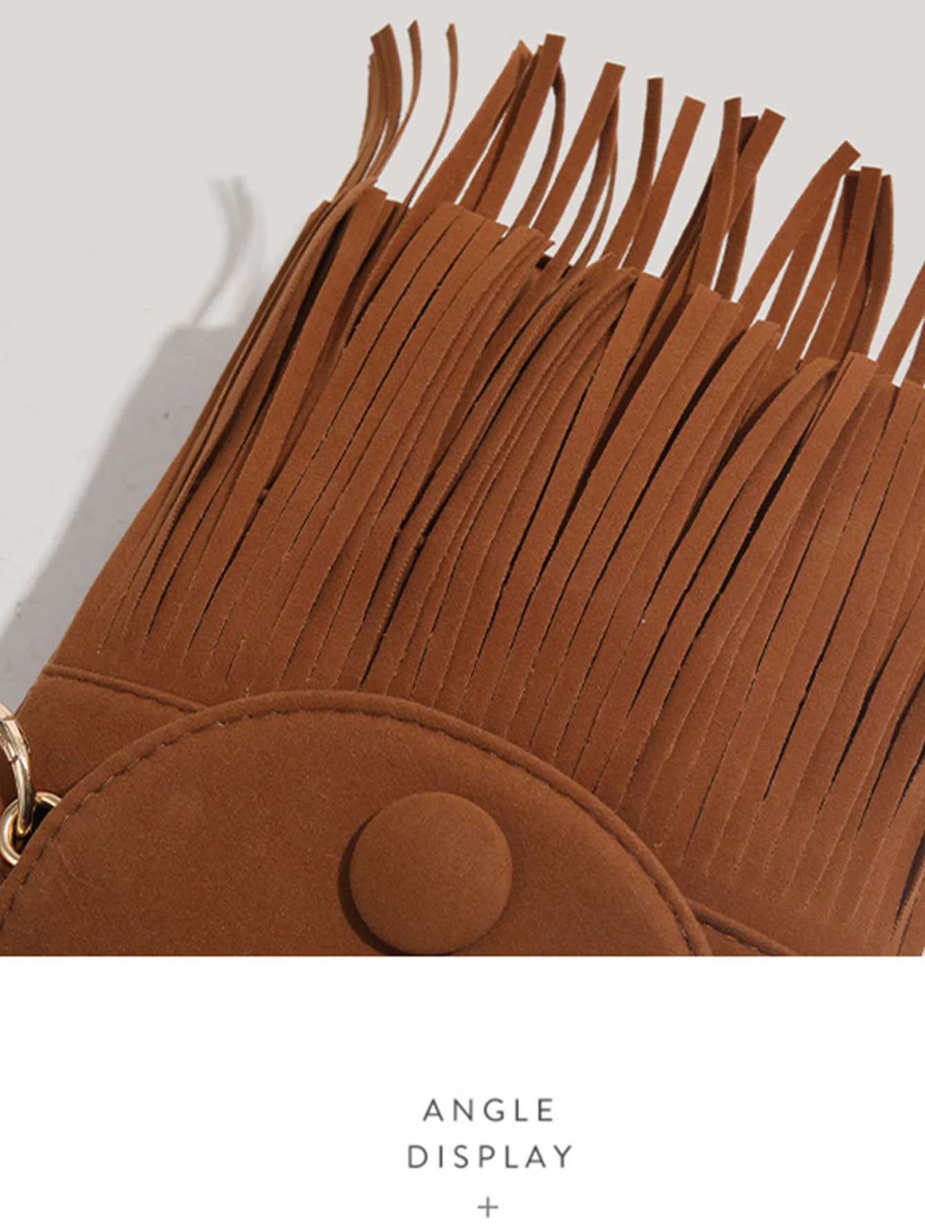 Niche fashion and simple design Saimian tassel oneshoulder retro suede ethnic style crossbody bag daily versatile travelT251007