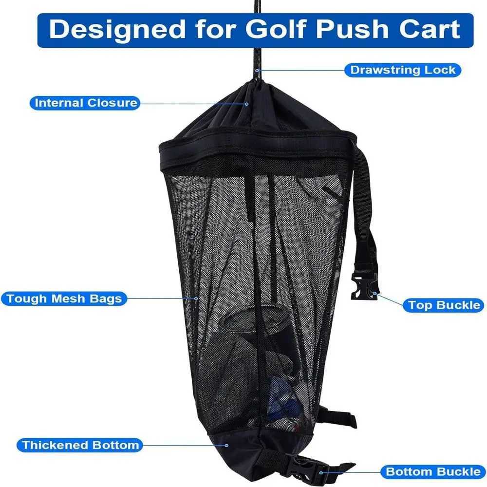 Mesh Bag Golf Cart Storage Bag Cute Practical Large Capacity Golf Ball Drawstring Pouch Adjustable Nylon Golf Ball Container J251008