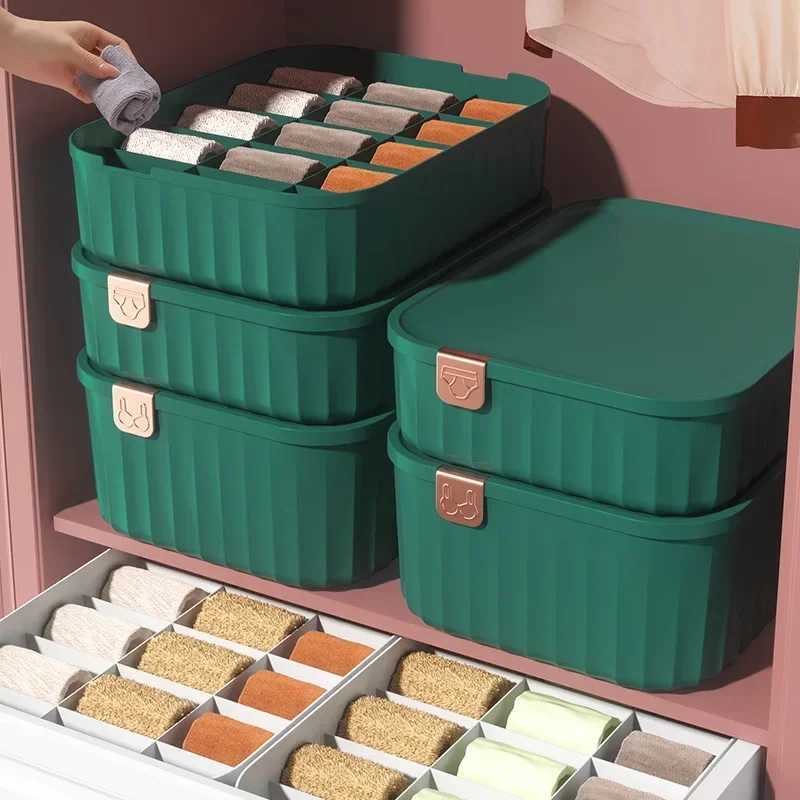 Underwear Storage Box Closet Organizer Underwear Socks Bras Organizer Drawer Clothes Finishing Box With Lid Wardrobe Organizer C251008