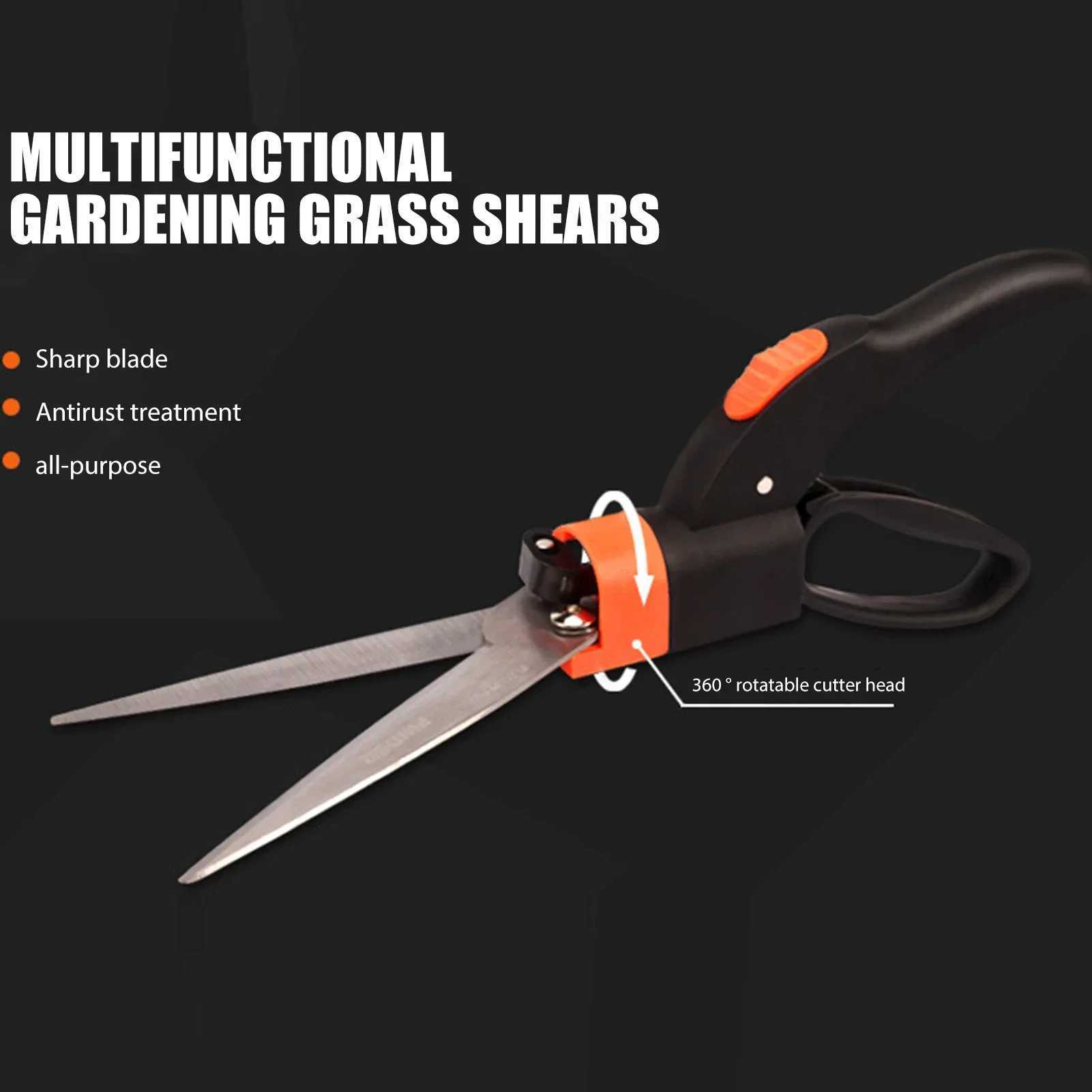 Ergonomic Grip Garden Scissors Flower Pot Mowing Shears Garden Lawn Pruning Shears 360 Rotatable Head Grass Trimming Scissors J251121