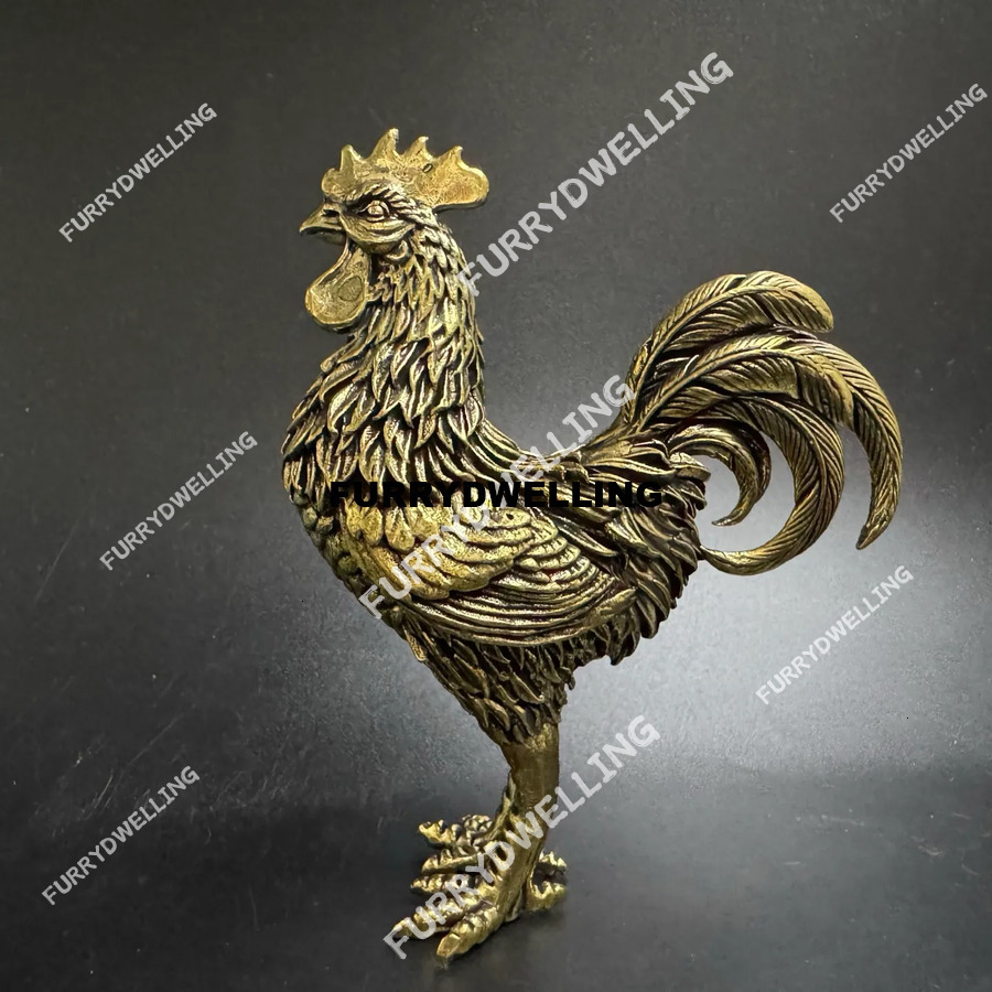 Fine Large Zodiac Dwe74 Chicken Brass Pure Solid Feng Shui Copper Rooster Mascot Ornaments