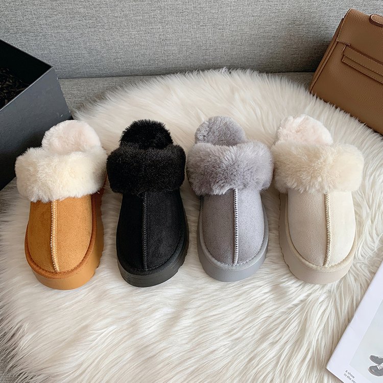 Free shipping designer Slippers Slippers plus size hairy snow boots thick soled flat bottomed womens cotton shoes for outerwear