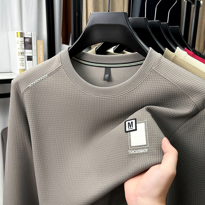 High-end Crew Neck Sweatshirt Men's Long Sleeve T-shirt Spring Autumn Designer Designer Shirt Polo Hoodie 2025 New Jacquard Casual Business Base 