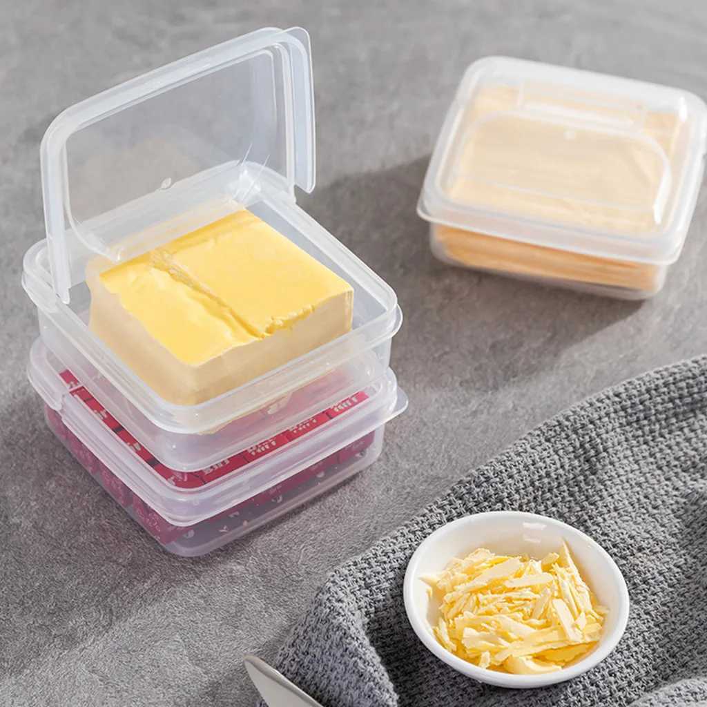 2pcs Butter Cheese Storage Box Transparent Cheese Box Refrigerator Kitchen Fruit Vegetable Freshkeeping Organizer Storage Box C251008