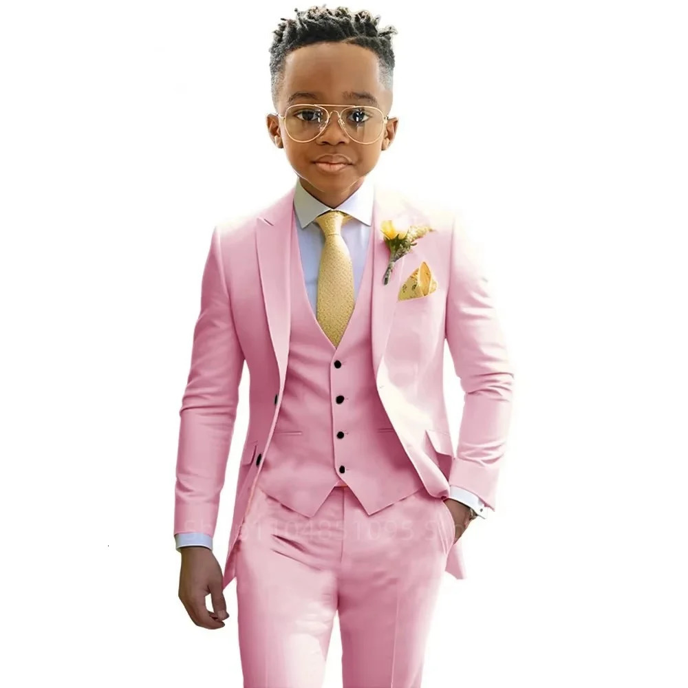 Stylish Boys Suit Wedding Tuxedo Solid Vest Pants Party Prom 3 Piece Set Kids Formal Outfit 218 Years Old 250922