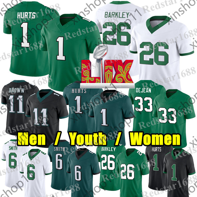 Saquon Barkley Jalen Hurts Football Jersey Brown DeVonta Smith Mailata Jason Kelce Carter Goedert Zack Baun Nolan Brian Dawkins Cooper DeJean Quinyon