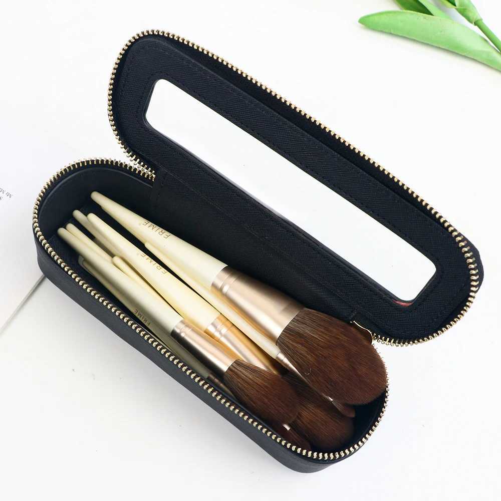 Customized name PU leather womens transparent makeup brush box PVC makeup bag womens toiletries accessories L251007