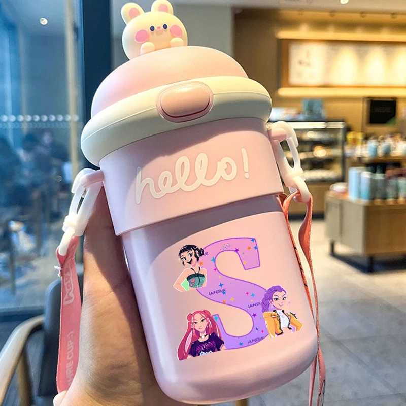 500ml Kpop Demon Hunters goodlooking Water Cup for Women Cartoon Letter AZ Printed Cups Girls Portable Fashion Water bottle C251008