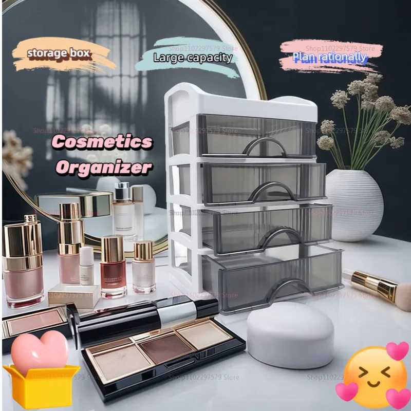 Luxury Light Desktop Storage Box Drawer for Cosmetics Jewelry Makeup Organizer MultiLayer Dorm Room Shelf C251008