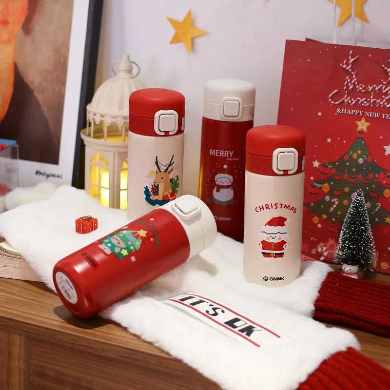 Christmas Thermos Bottle Cartoons Stainless Steel Vacuum Flask with Lid Milk Juice Tea Coffee Thermal Water Bottle Gift Cup C251008