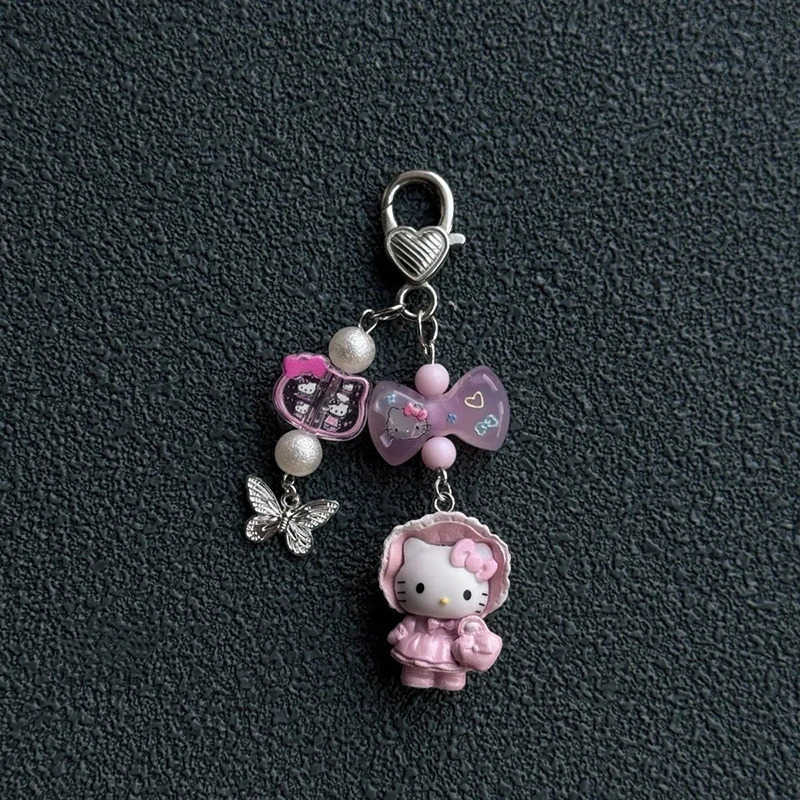 Sanrio Kawaii Anime Hellokittys Keychain Bag Phone Charm Keyring Pendant Cute Cartoon Goth Purse Decor DIY Handmade Jewelry Girls Gifts L251008
