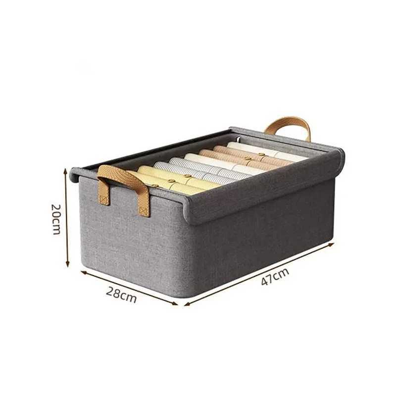 Steel Frame Folding Storage Boxes Dustproof Moistureproof Clothes Trousers Socks Home Organization Drawer Wardrobe Storage Box C251008