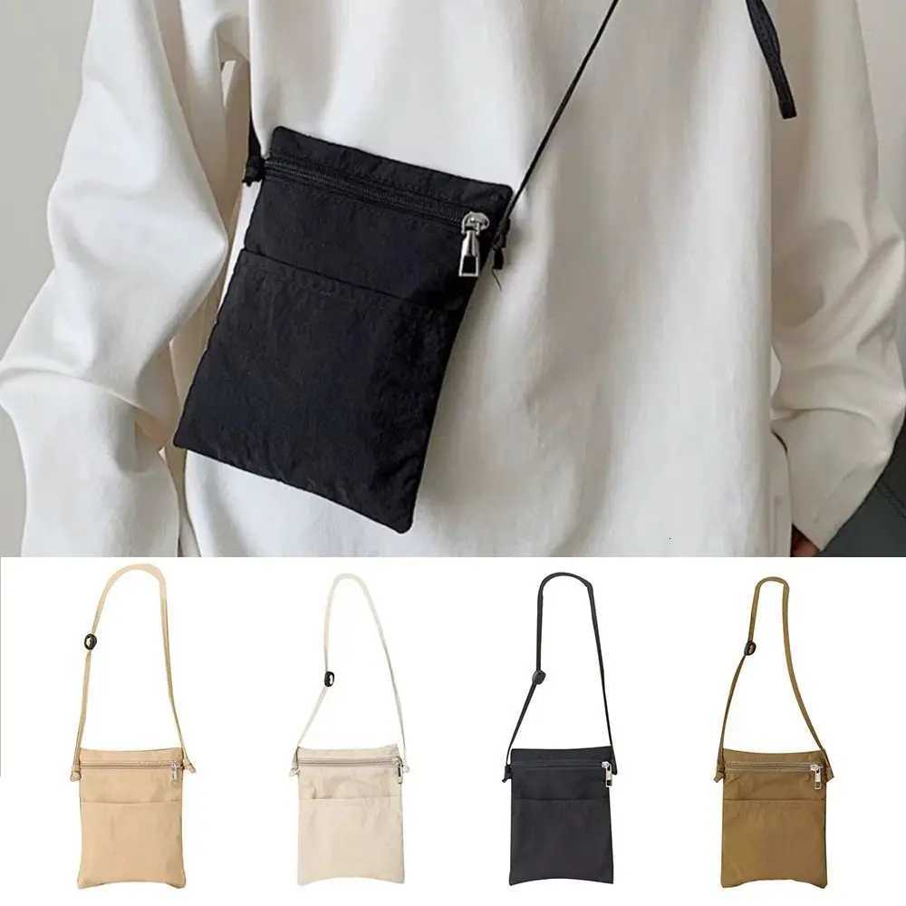 Portable Nylon Fabric Cell Phone Bag Solid Color Thin Strap Phone Purse Lightweight Crossbody Bag WomenT251007