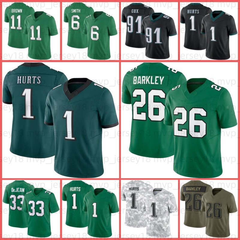 33 Cooper DeJean Saquon Barkley Jalen Hurts Football Jersey Quinyon Mitchell Zack Baun AJ Brown DeVonta Smith Brian Dawkins Jalen Carter Goedert Jason Kelce Mailata