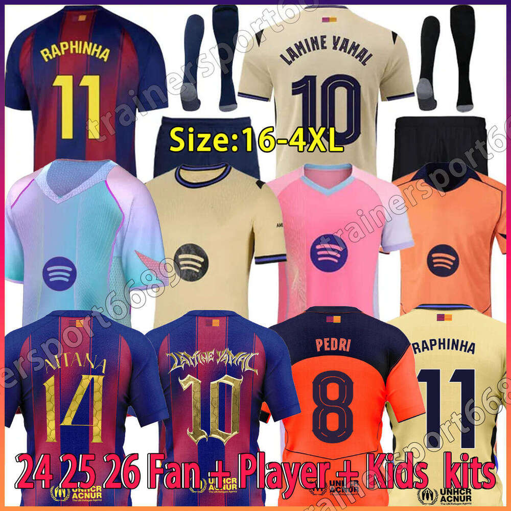 25 26 Barcelone Soccer Jerseys LAMINE YAMAL 2025 football Jersey Adult set LEWANDOWSKI PEDRI GAVI ARAUJO RAPHINHA DE JONG OLMO 25 2026 football shirt kids BALDE Child