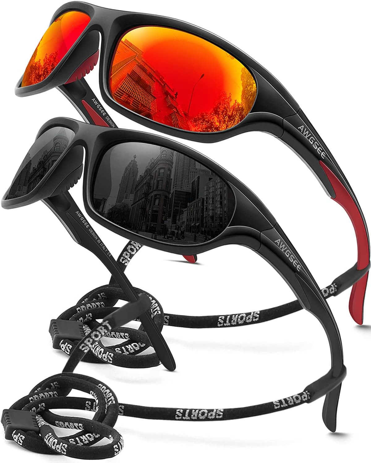 Polarized Sports Sunglasses for MenTR90 Unbreakable Frame Sunglasses for Fishing Driving Cycling UV400 Protection W251008