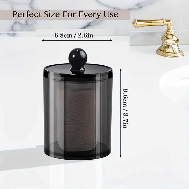234 Pack Qtip Dispenser Apothecary Jars Bathroom Jar 10 oz Black Plastic Holder Storage Box for Cotton Ball Swab Cotton C251008