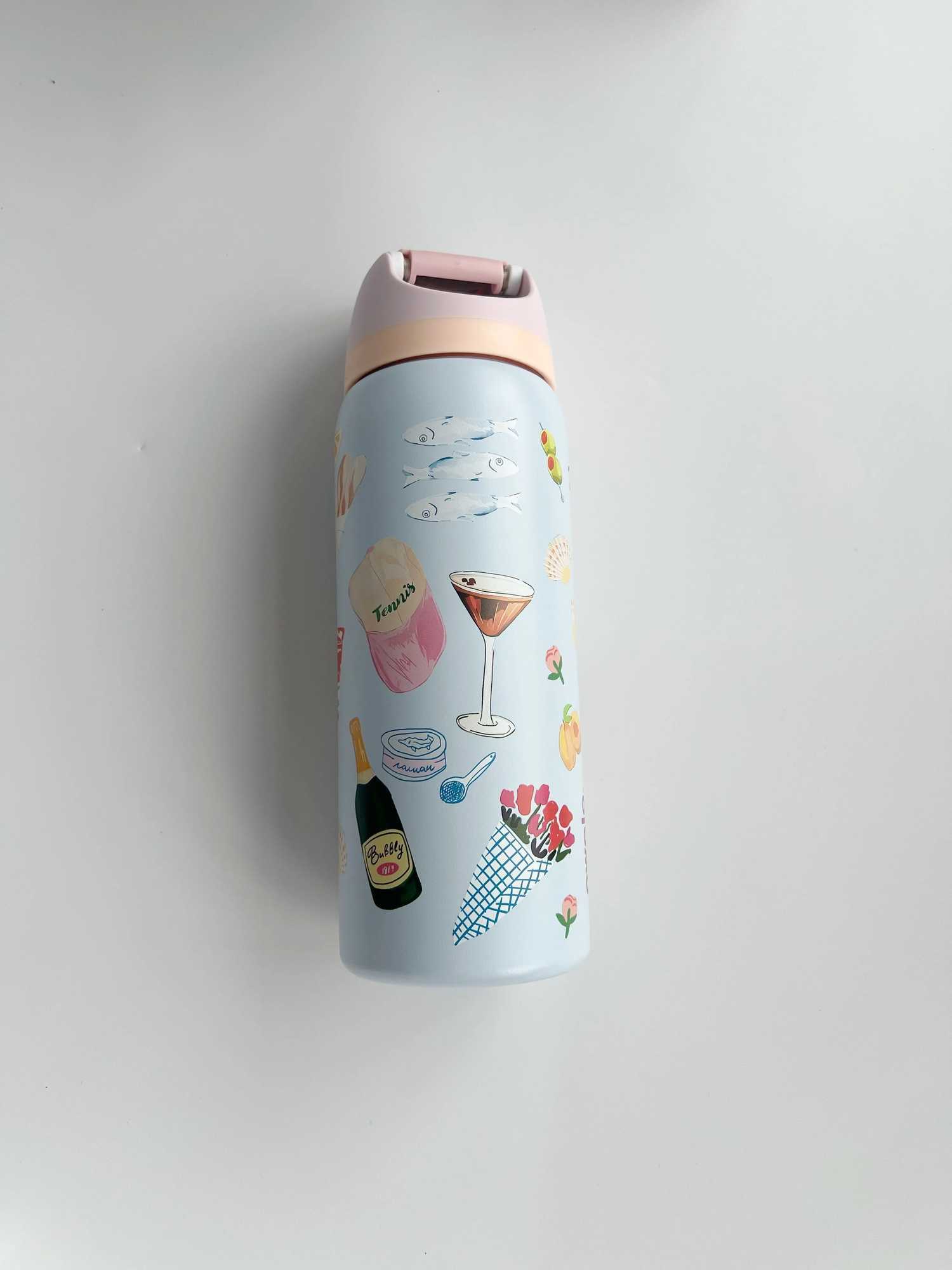 OWa32Oz Stainless Steel Thermos Cup Cold Water Bottle Sports Water Bottle Straw Cup C251008