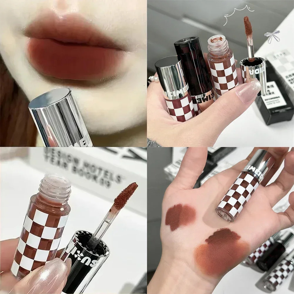 6 Color Punk Dark Red Lip Gloss Matte Lipstick Lasting Waterproof Smoky Dark Nude Purple Durable Natural Lip Tint Korea Makeup 250930
