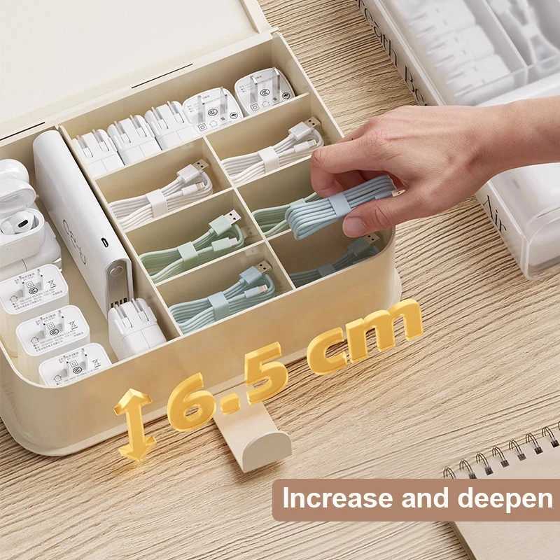 Book Shape Desktop Storage Box Dustproof Data Cable Charger Organizer Box Multi Grid Stationery Storage For Office Home Sorting C251008