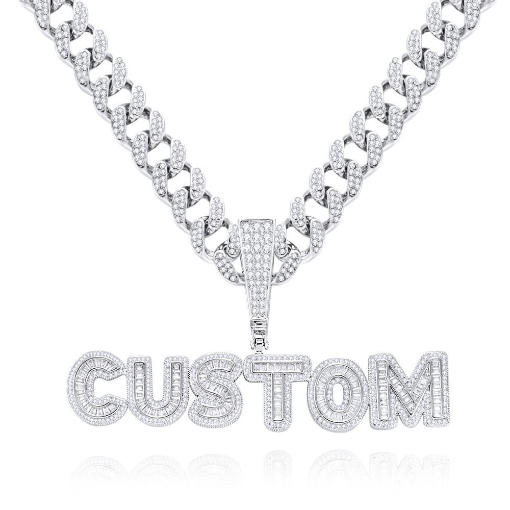 CUC Custom Name Necklace For Men Women Micro Pave Baguette Zircon Letter Number Necklace Chain Hip Hop Jewelry 241122