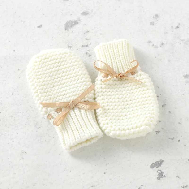 Newborn Baby Shoes Gloves Set Handmade Infant Boy Girl Boots Mittens Knitted Fashion Bow Toddler Kid Clothing Accessories 018M C251008