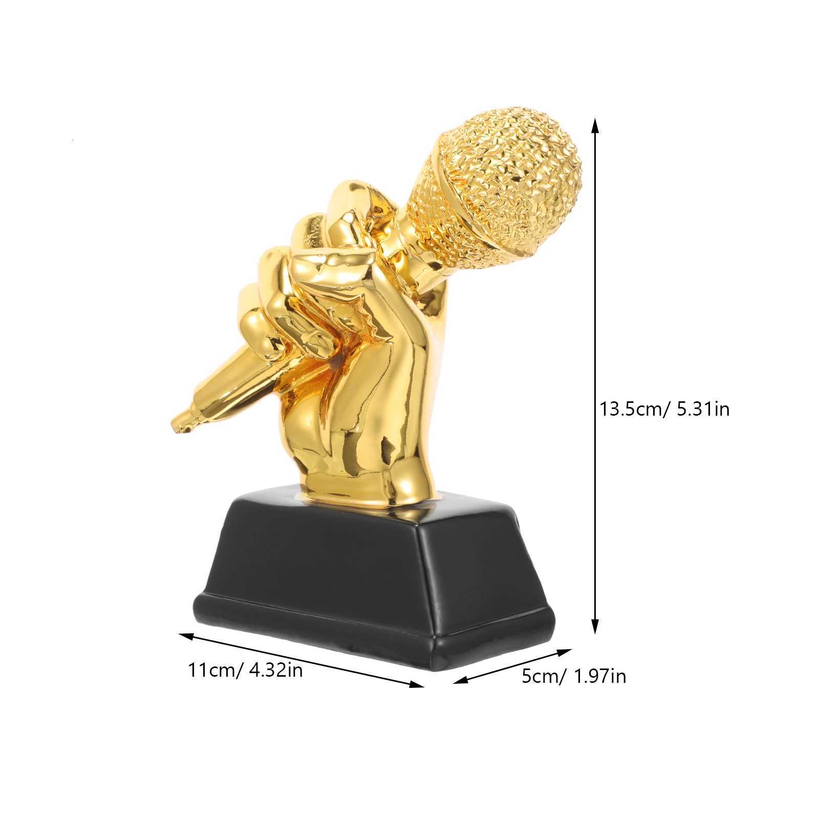 Microphone Trophy Award Singing Party sic Decor Trophies Resin Speech Accessory Children Karaoke Small Dance Souvenirs gifts Y251008