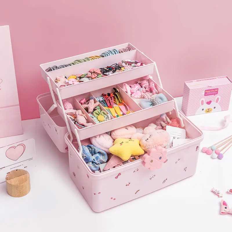 Childrens Hair Accessories Storage Box Baby Head Rope Hairpin Rubber Band Head Jewelry Dressing Cute Girl Jewelry Box Large Cap C251008