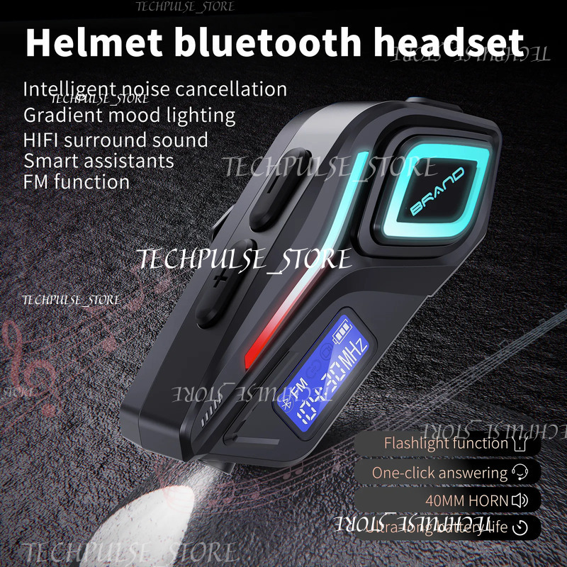 Motorcycle tech73 Helmet Headphones Bluetooth 5.4 Wireless Hands-Free Earphone FM Radio