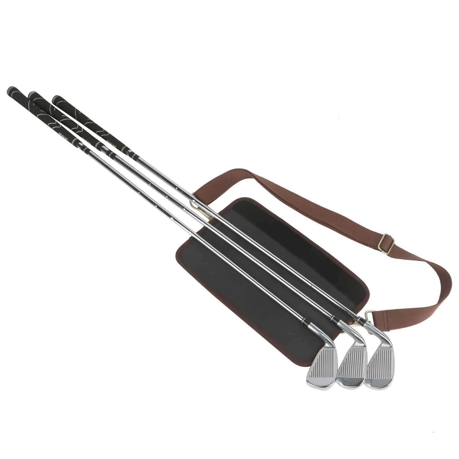 Tourbon Vintage Golf Club Carrier Holder Canvas Leather Golf Bag Padded Protection Clubs Driving Range Storage Sleeves Bag J251008