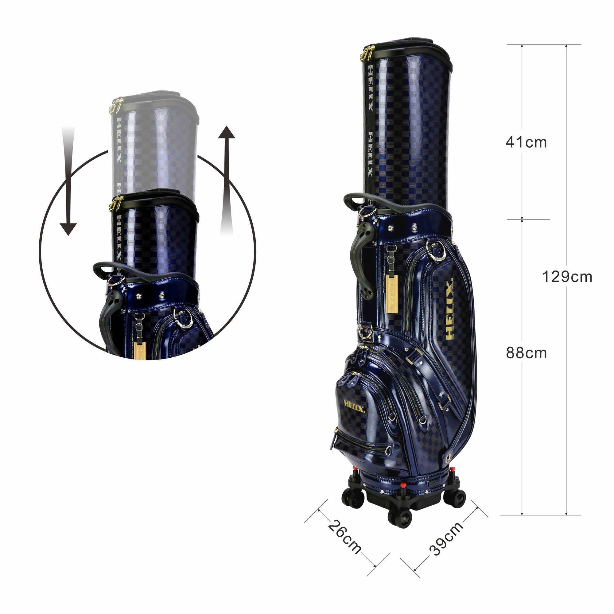 HELIX 6 Way Waterproof Golf Travel Bag with Wheels and Retractable Top Cover Golf Caddy Bag J251008