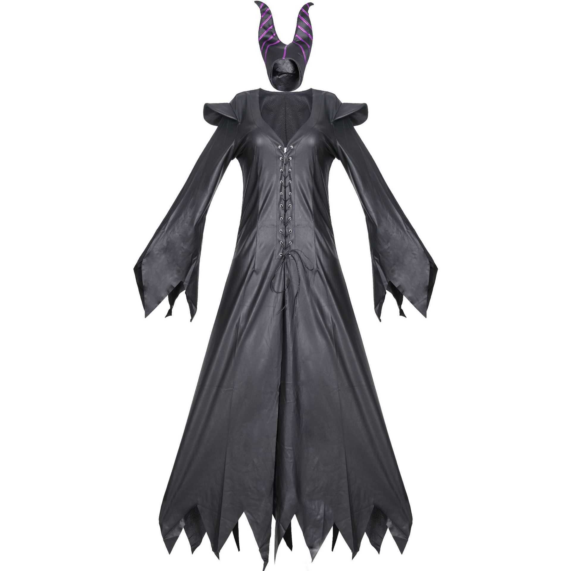 Halloween devilish witch costume - female demon dress cosplay - sleeping spell horned uniform Z251008