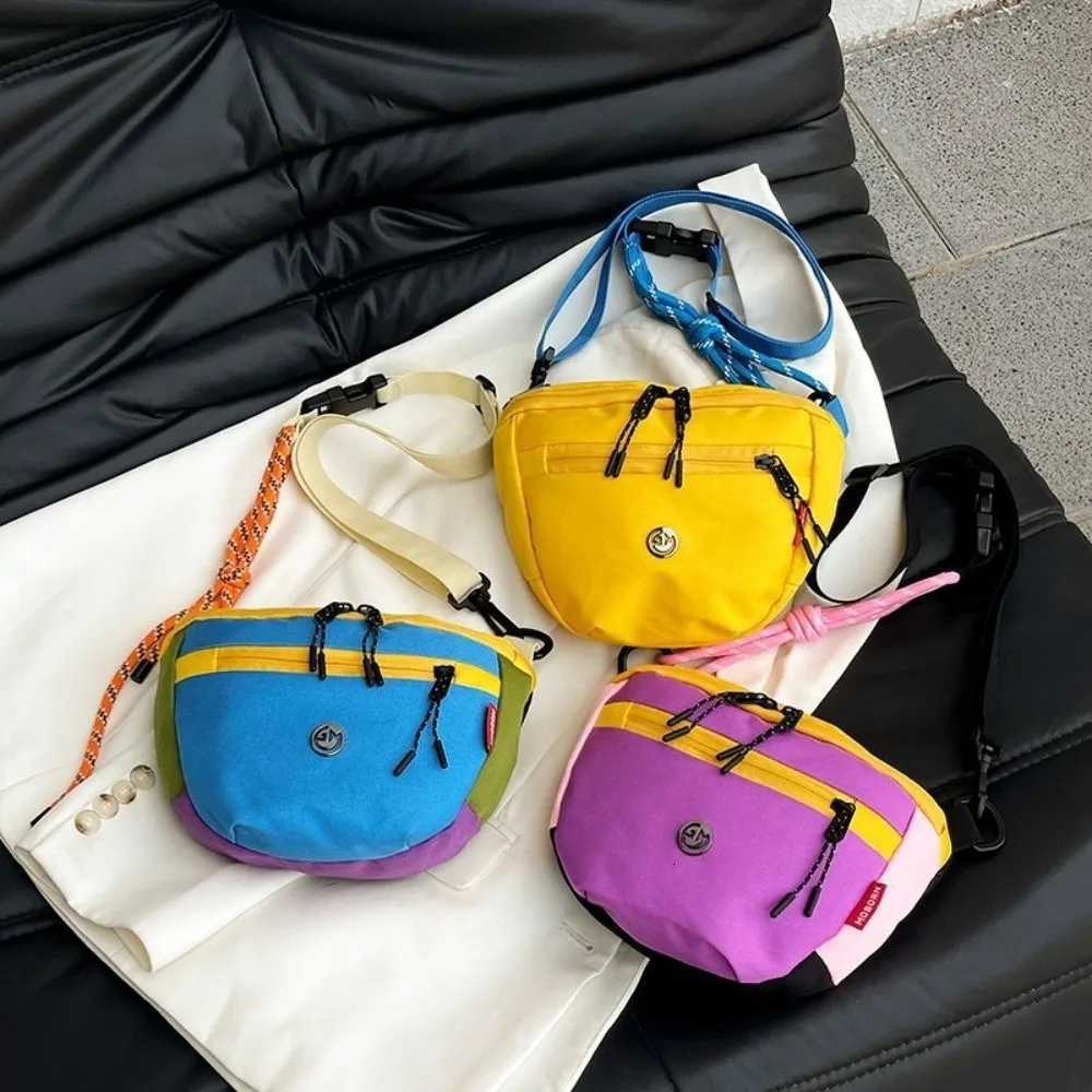 Japanese Style Color Contrast Phone Crossbody Bag Women Men Casual Sports Waist Bag Large Capacity Shoulder BagT251007