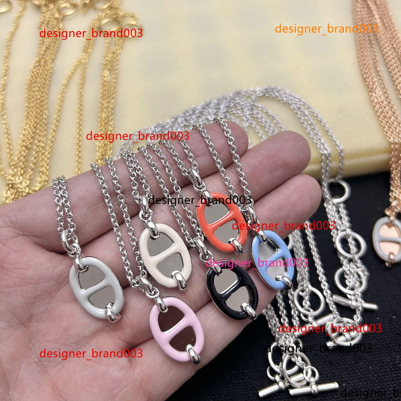 top Necklaces woman Designer necklaces for women luxurious necklace Pendant jewelry Vshaped gold pig nose enamel c hernesliness H hermaesism herneism Hemmes VL55