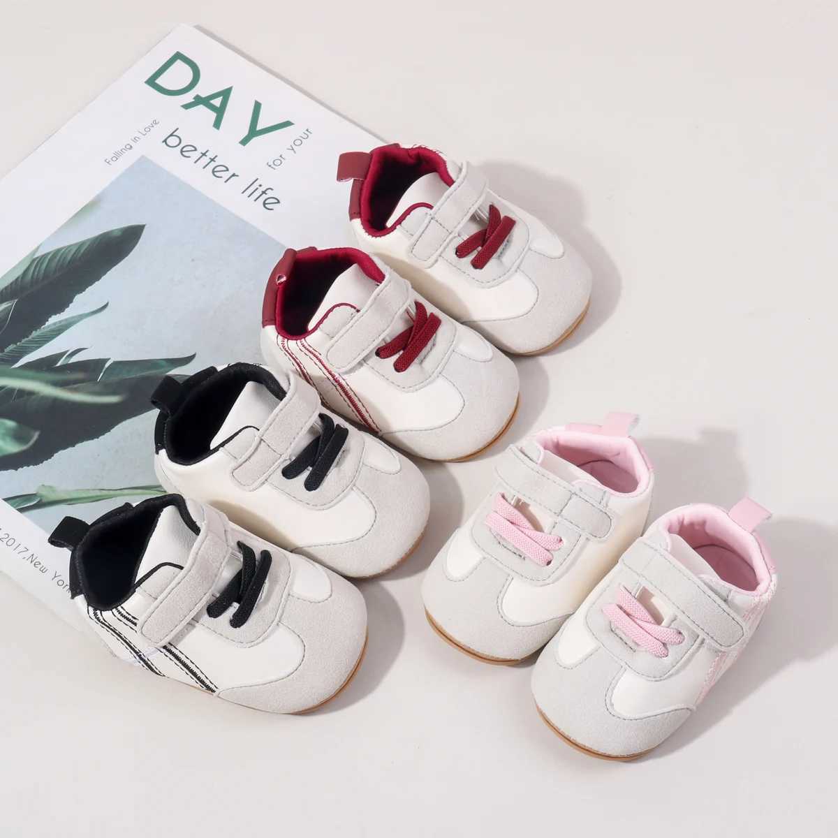 2025 New Spring Autumn Baby Girls and Boys Casual Sneakers TPR Sole Anti Slip Fashion Design PU Patchwork Infant Walking Shoes C251008