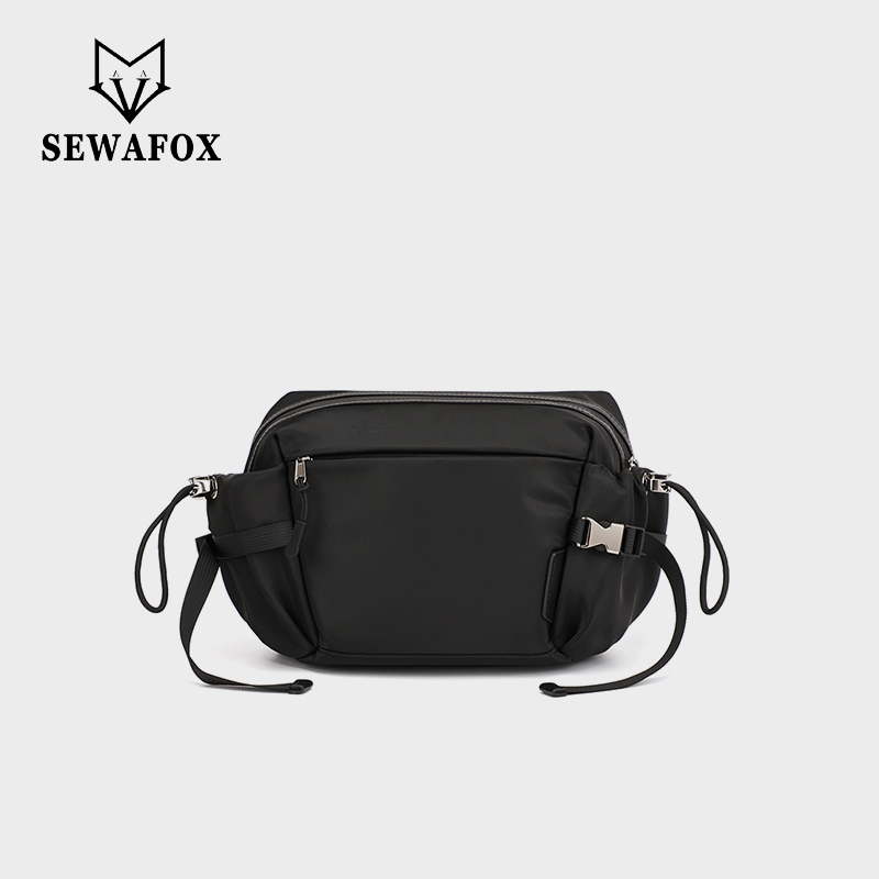 Sewafox Canvas Casual Messenger Bag Portable Simple Shoulder Bag Suitable for Daily use and Outdoor Travel Black and Gray
