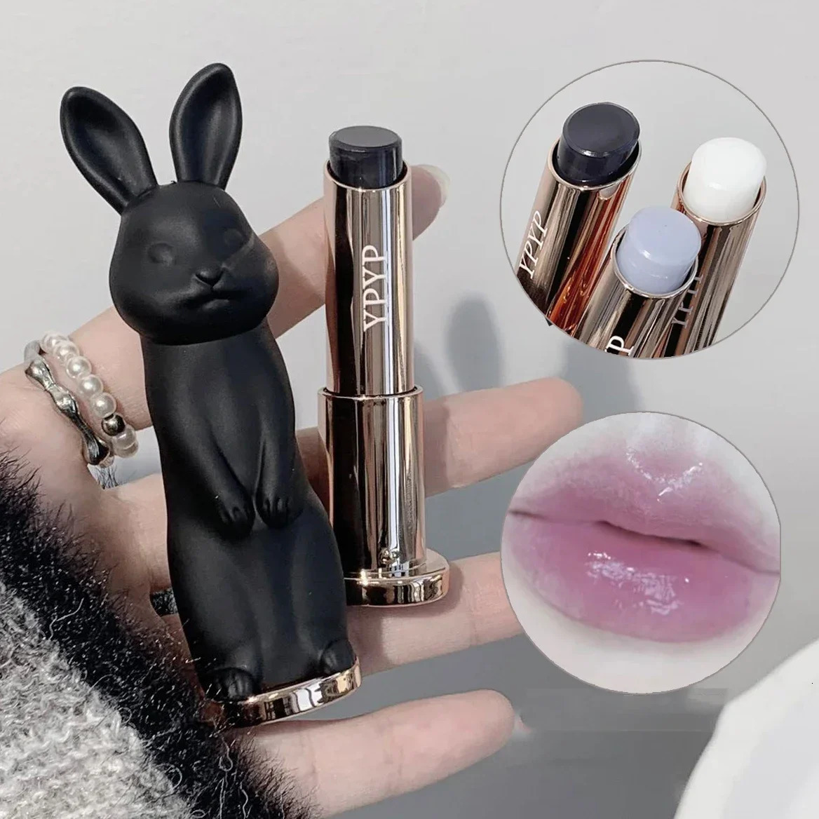 Rabbit Black Rose Lip Balm Gloss Not Dryness Peach Transparent Lip Tint Moisturizing Power Lipstick Makeup Base For Girls 250930