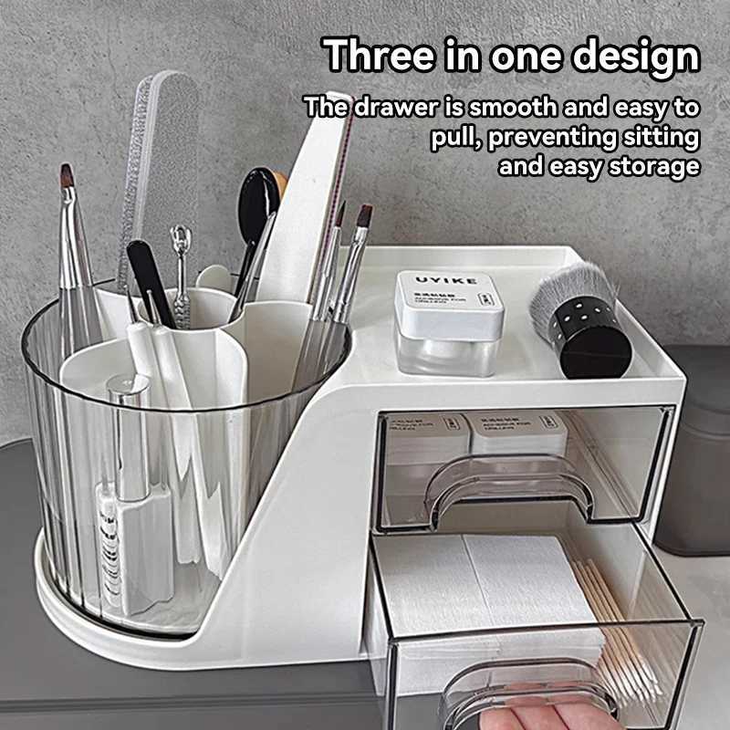 3 in 1 Nail Accessories Organizer Box Nail Art Tool Storage Box Swab Container Makeup Brush Holder Manicure Pen Organizer Store C251008