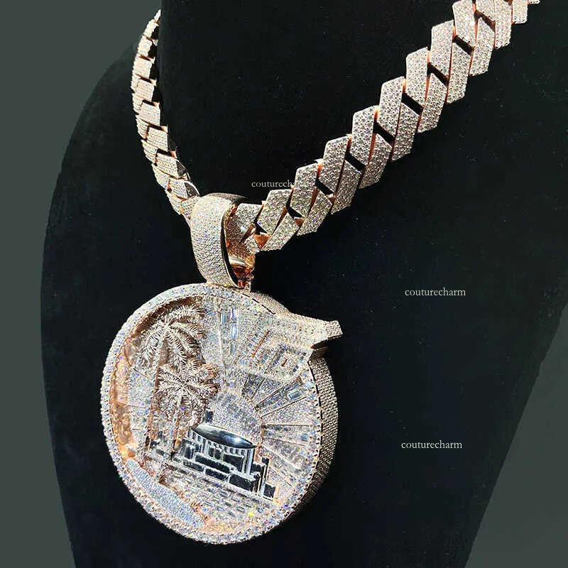 Hot Hiphop Rock Sterling Sier with d Vvs Pass Dia Tester Music Party 3 Inches Moissanite Pendant