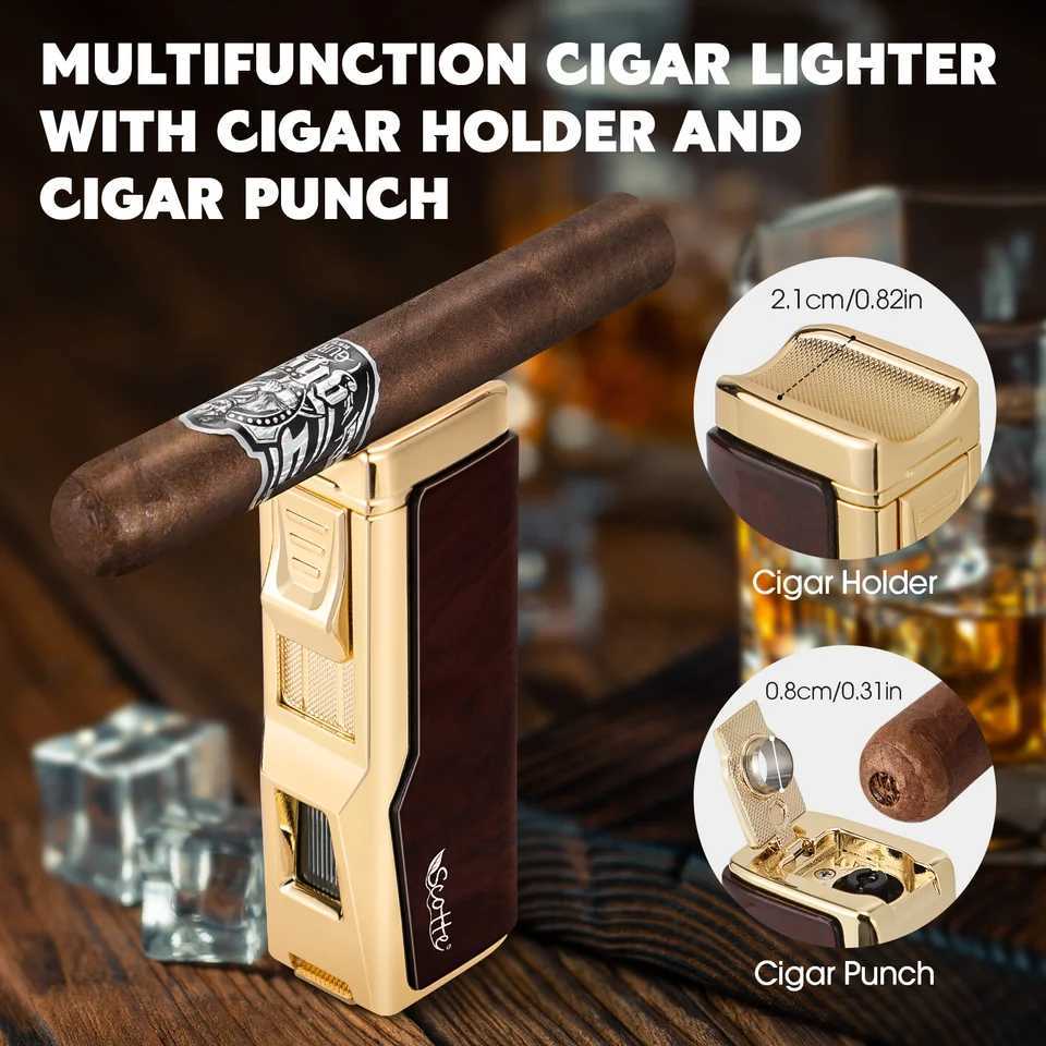 Portable Travel Cigar HumidorCedar Wood Lined Leather Case Built in Hygrometer HumidifierCigar Lighter with Holder Punch Y251008