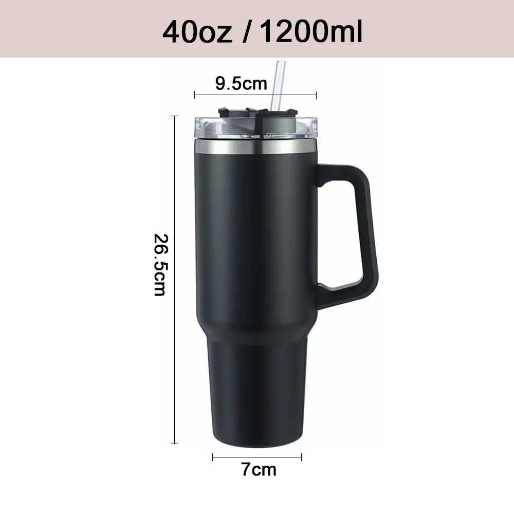 Mug Tumbler 40oz with Straw Handle Coffee Insulated 304 Stainless Steel Car Cup Keeps Cold Beer with Lids Tumbler Thermos Cup C251008