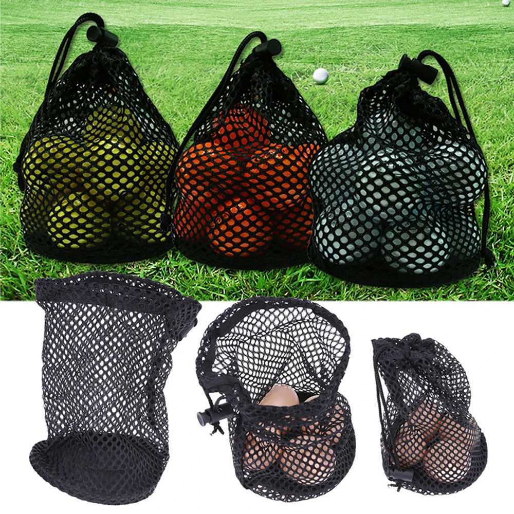 for Gym Tennis 163256 Ball Carrying Bag Nylon Black Golf Mesh Bag Golf Ball Bags Drawstring Pouch Golf Storege Bag J251008