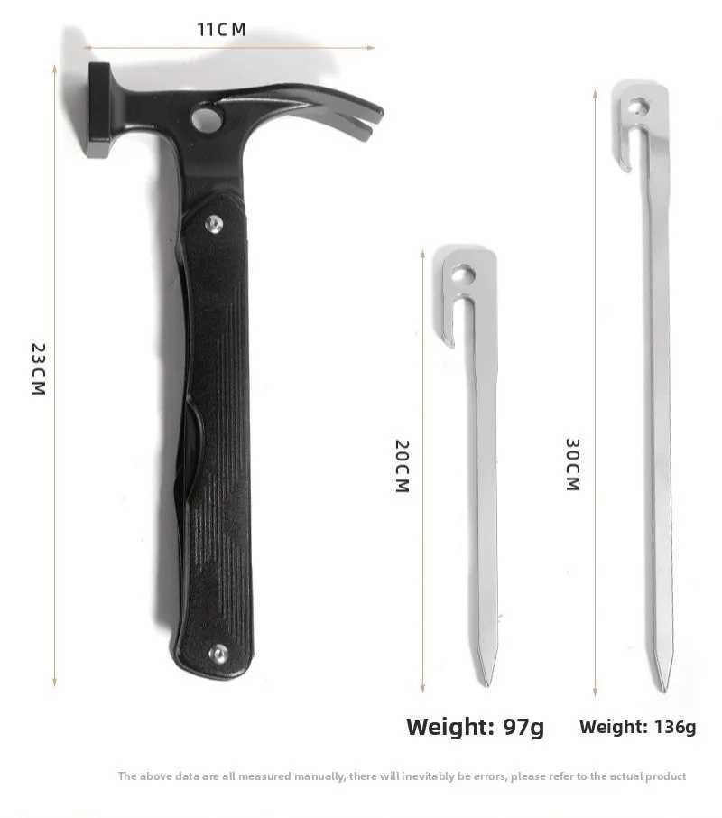 Multifunctional Camping Hammer Outdoor Mountaineering Portable Tools Nail Hammer Tent Ground Nail J251121