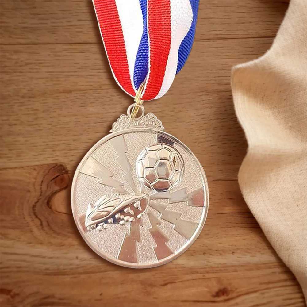 Soccer Medals Zinc Alloy Football Medals 2 Inch Sports Medals with Neck Ribbon for Sports Cpetitions Celebration Y251008
