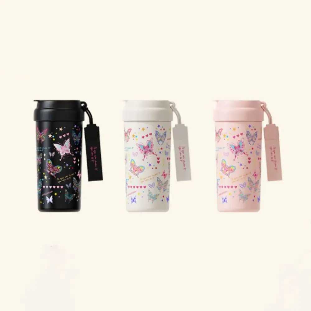 Kawaii 550ML Flask Tumbler Stainless Steel with Tea Strainer Water Cup Butterfly Vacuum Insulateds Cup C251008