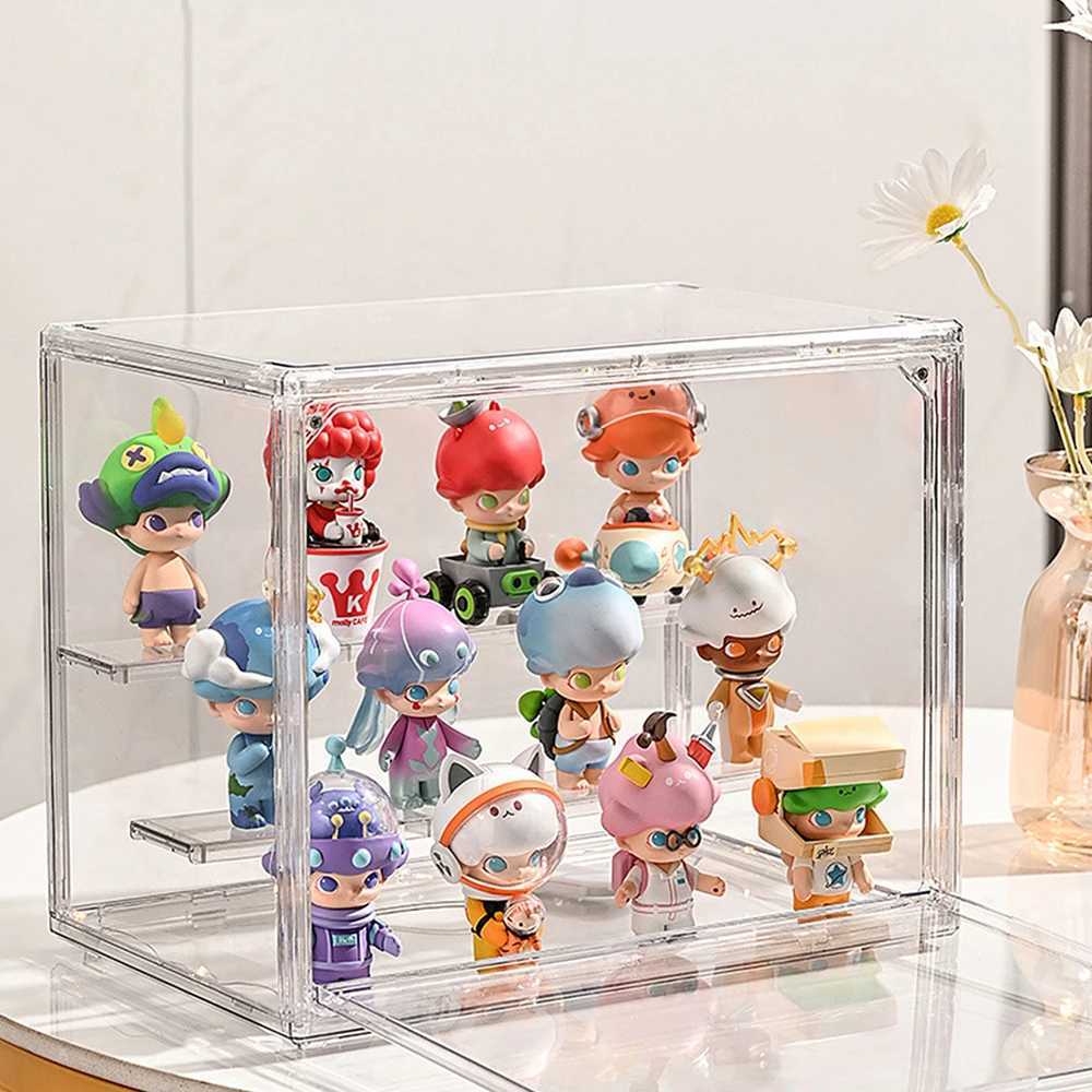 Blind Box Storage Display Rack Desktop Transparent Dustproof Handle Storage Large Capacity Bubble Mat Display Box C251008