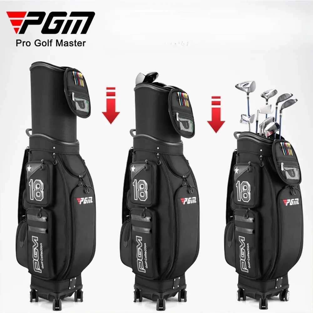 PGM Men Golf Bags Scalable Ball Cap Waterproof Nylon Large Capacity Accessory Hold 13pcs Clubs Golf pouch 4 Universal Wheel J251008