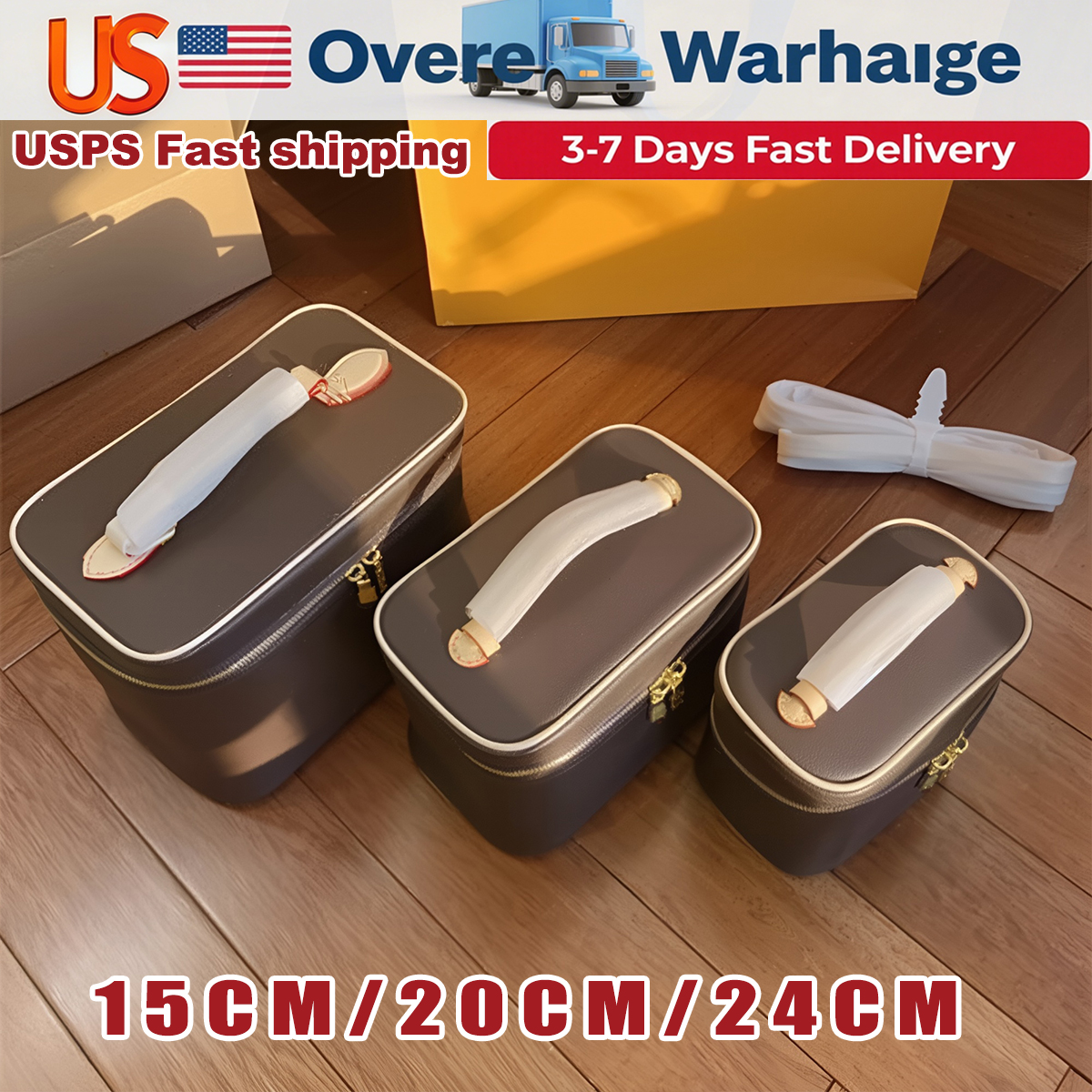 3 Sizes Women's Makeup Bag designer Cosmetic bag Luxury Designer Bag Classic Cases Bag Top Toiletry Bag Cowhide travel Bag Brown vanity bag Mini Chain bag Handbag