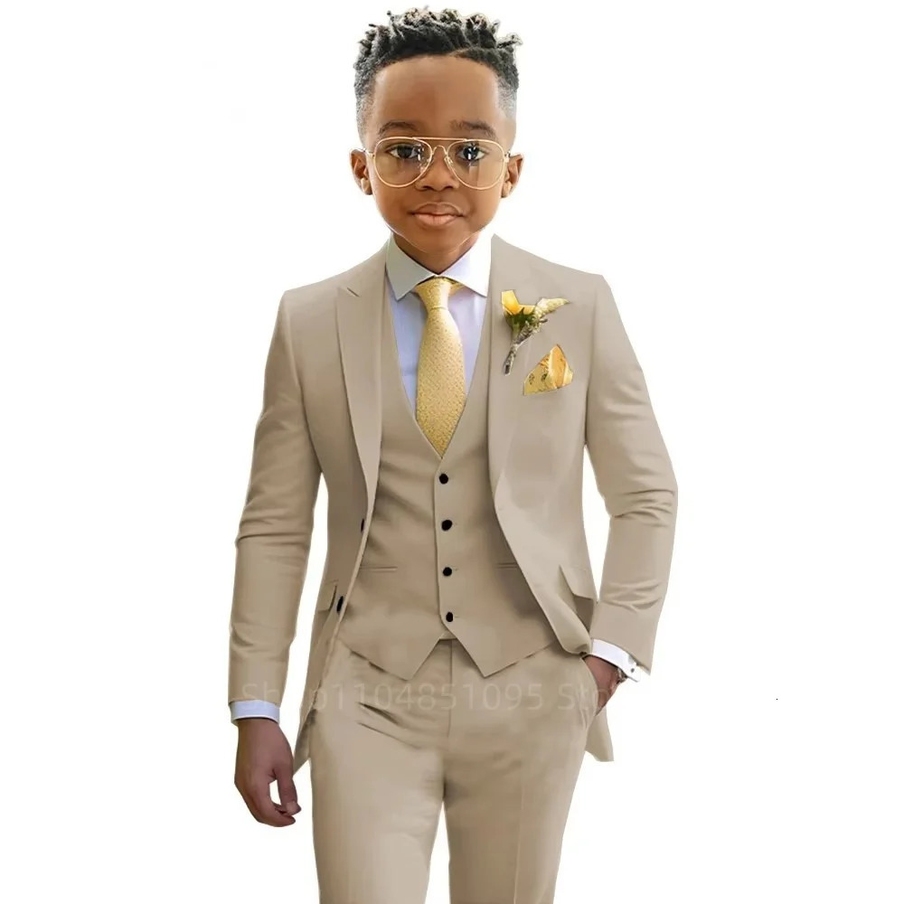 Stylish Boys Suit Wedding Tuxedo Solid Vest Pants Party Prom 3 Piece Set Kids Formal Outfit 218 Years Old 250922