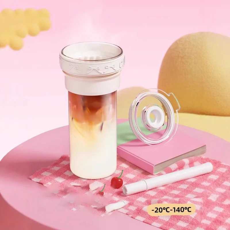 Bablov Thermos Cup Doublelayer Cold Insulation Straw Cup Stainless Steel Vacuum Flask High Borosilicate Glass Liner Coffee Cup C251008